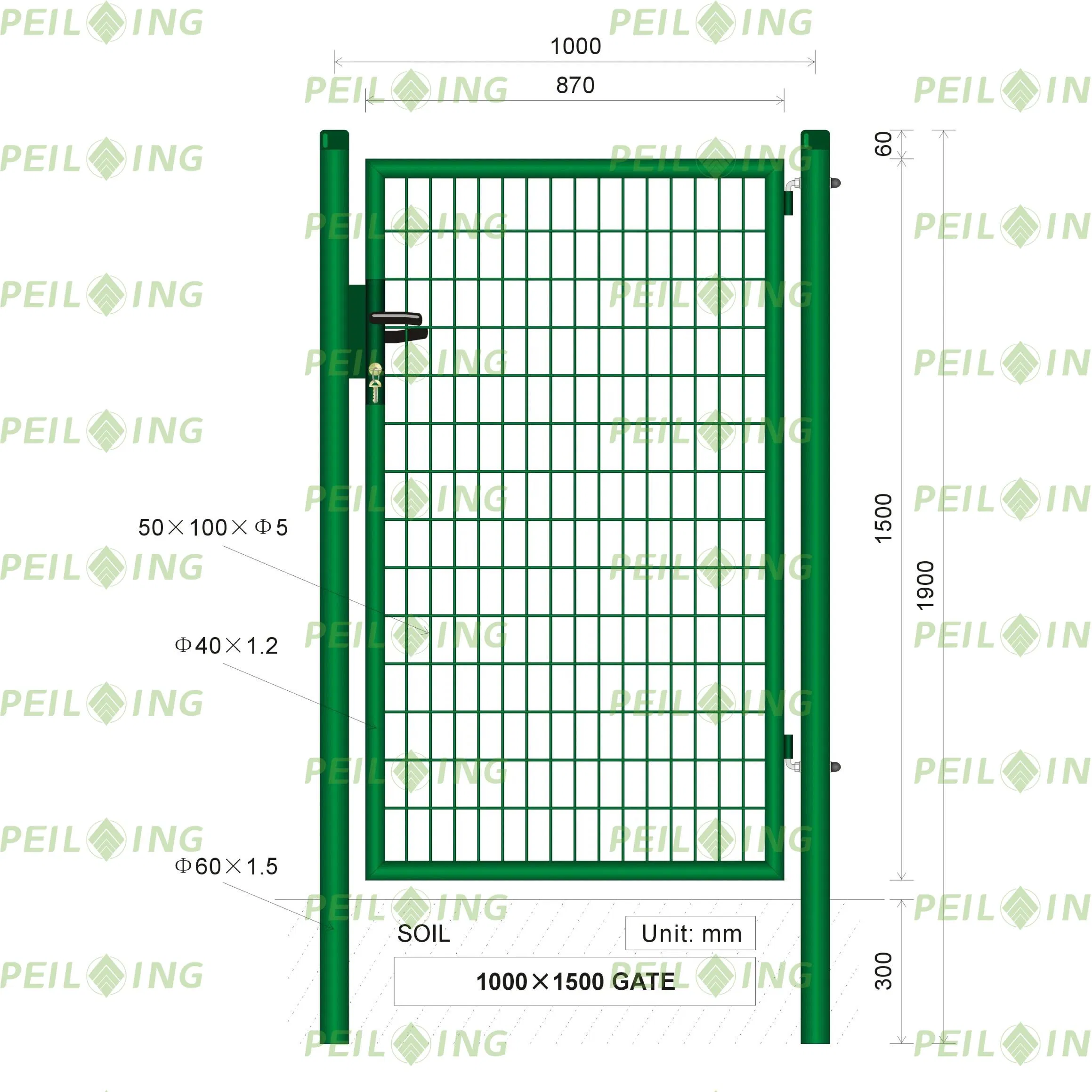 1688 Factory Safety Modern Powder Coated Steel Single Wing Garden Gate for European House