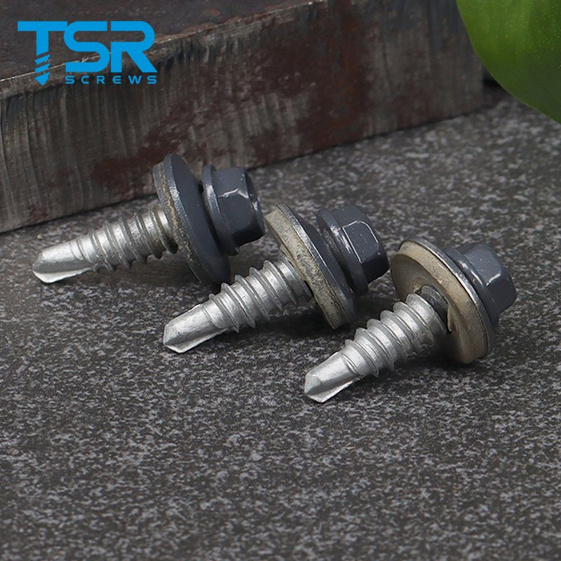 Саморез кровельный Teks с резиновой шайбой RAL 7015