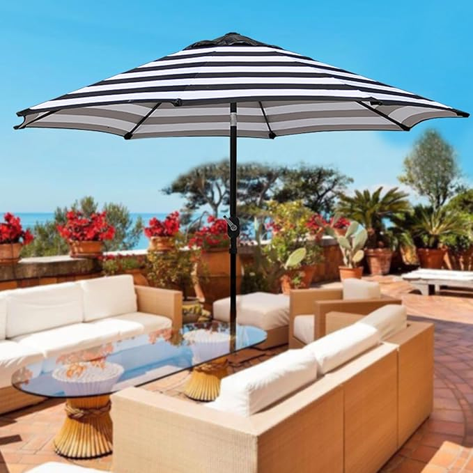 9-Foot Outdoor Patio Umbrella with Crank and Tilt Feature