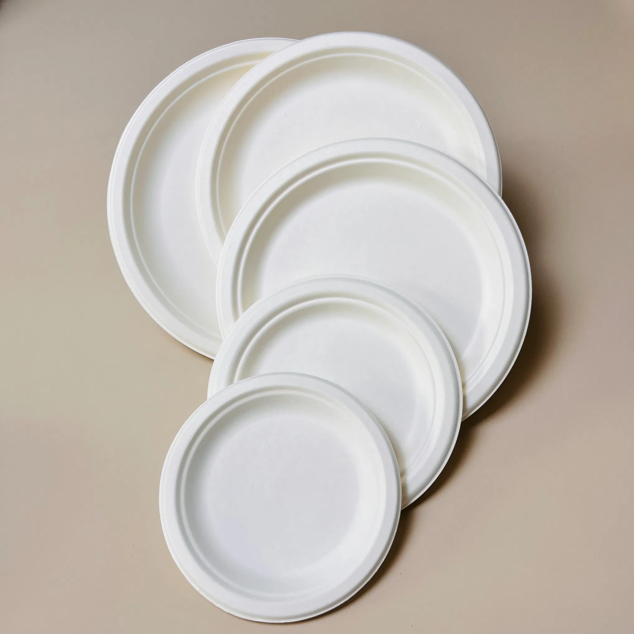Biodegradable Sugarcane Bagasse Tableware Dish Carry-out Tableware Takeaway Compostable Sugarcane Food Container Pulp Fiber Round Disposable Paper Plate