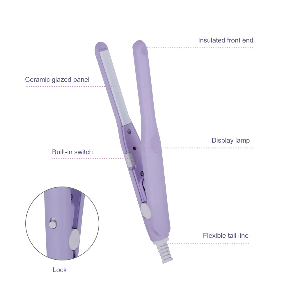 Mini Flat Iron Curling Iron PTC Ceramic Hair Straightener and Curler 2 in 1