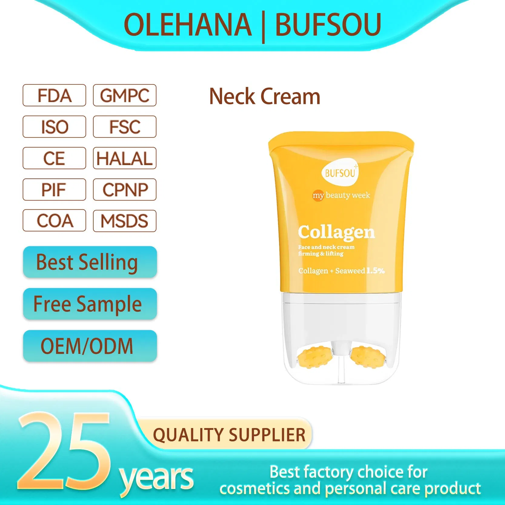 Natural Organic Anti Wrinkle Anti Aging Whitening Moisturizing Neck Firming Cream Private Label Lift Firm Neck Cream