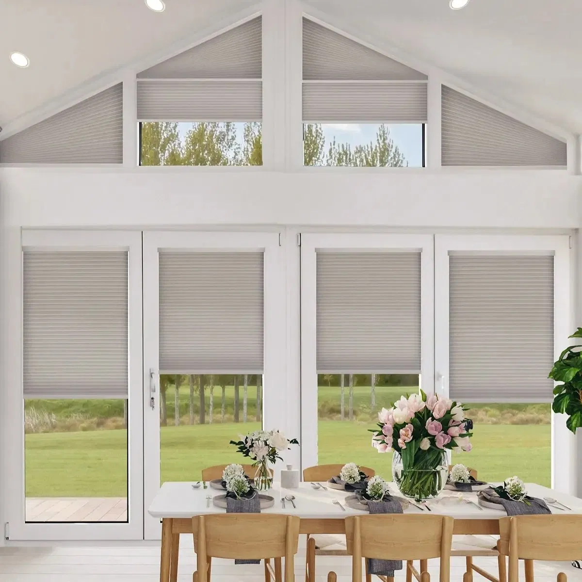 Motorized Irregular Honeycomb Blinds Triangle Cellular Shades for Special Shape Window Blinds