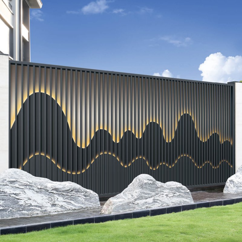 Aluminum Railing Outdoor Balcony Powder Coated with Laser Cut Lattice Panels