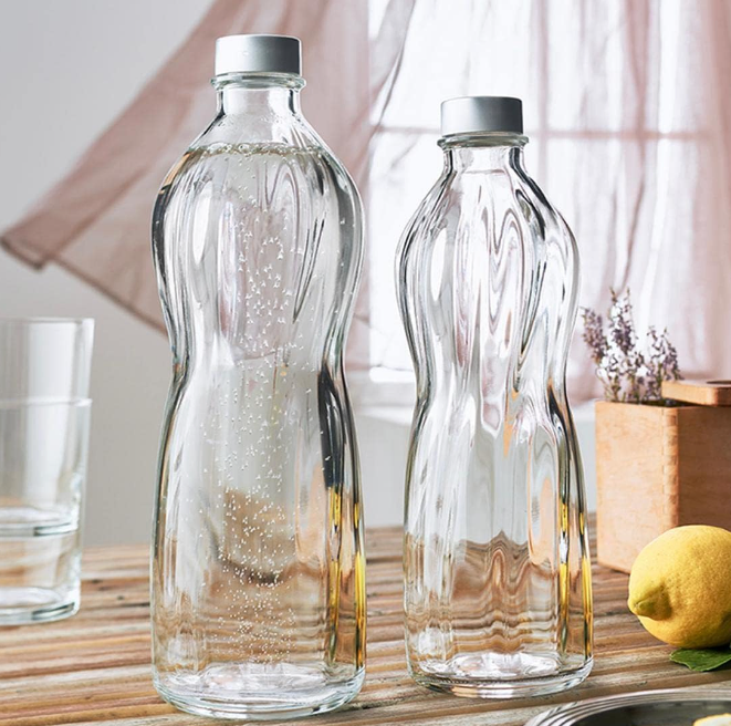 Стеклянная бутылка для воды 500 мл со стальной крышкой
