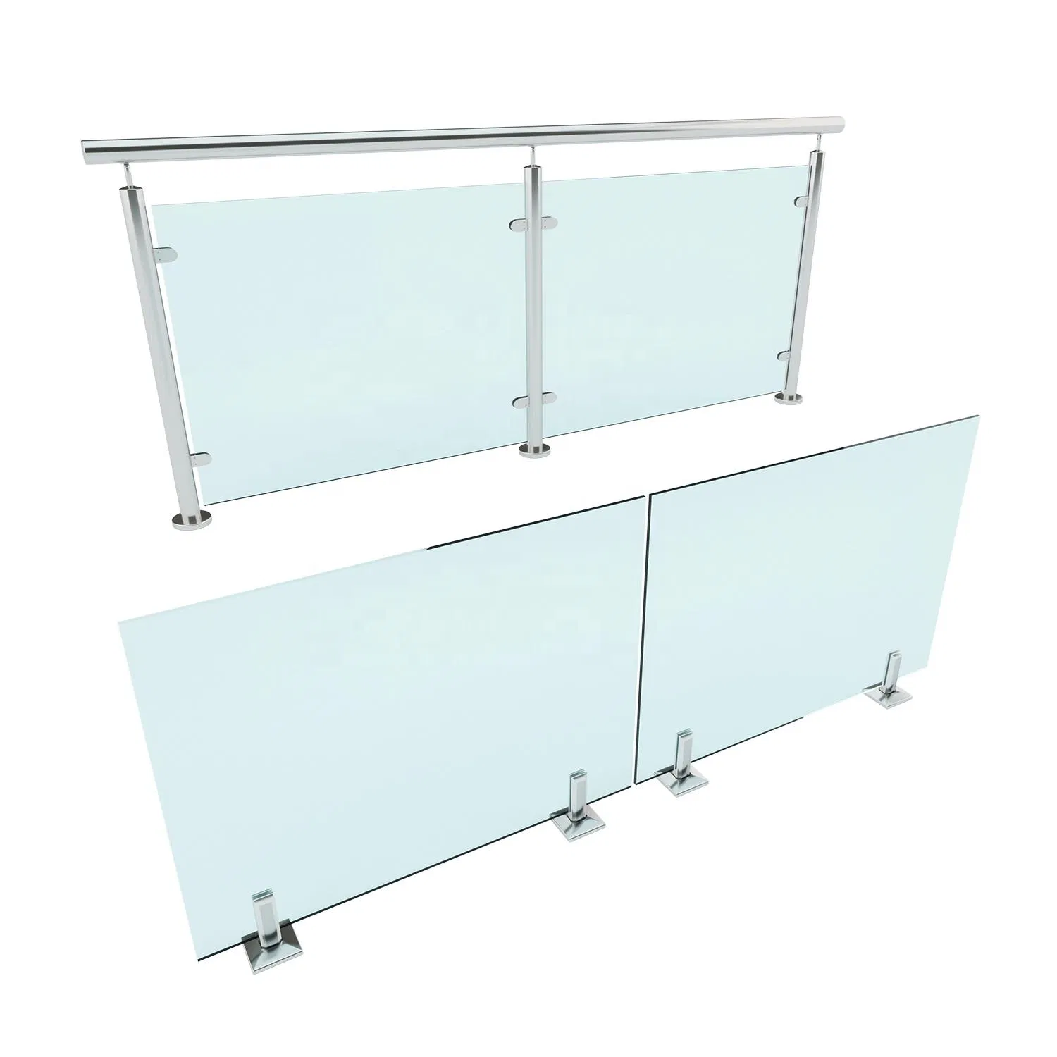 Stainless Steel Handrail Design Side Mounted Toughened Glass Railing