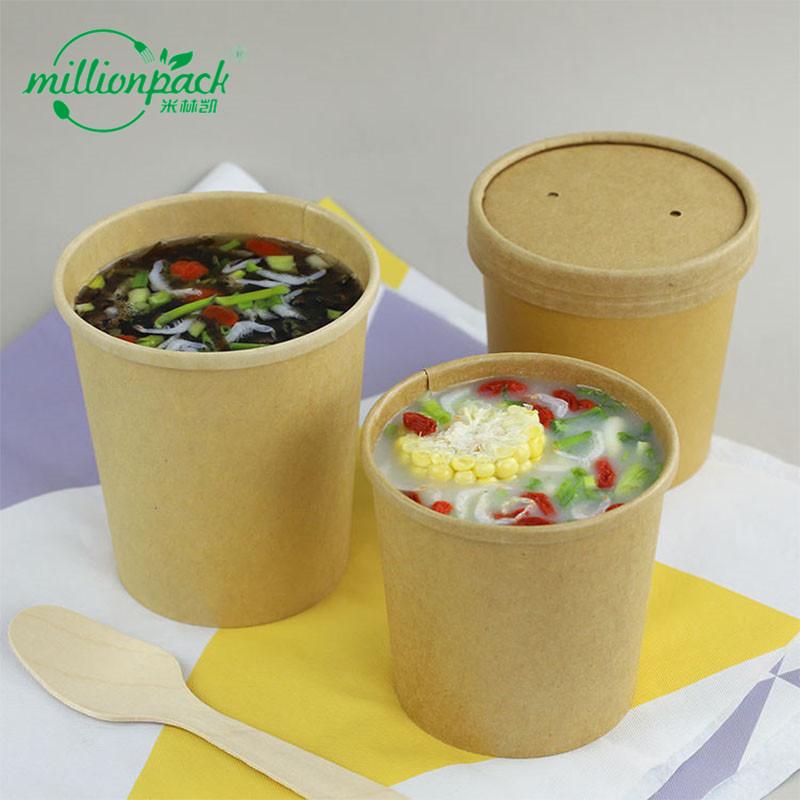 High Quality 8 Oz Kraft Paper Soup Bowl for Soup Delivery