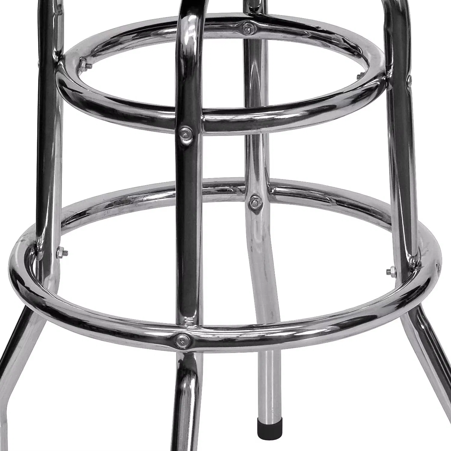 Swivel Bar Stool Double Ring Chrome Backless Barstool