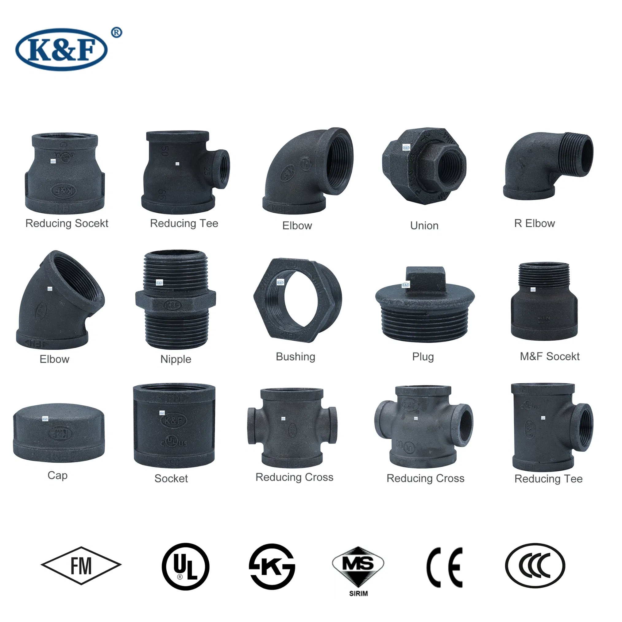 Kanaifu Malleable Iron Gi Galvanized Iron Threaded Pipe Fittings Tee for Water System