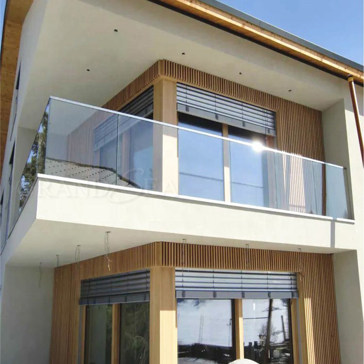 Outdoor Metal Terrace Staircase Balcony Hand Deck Modern Aluminum Glass Railing Design