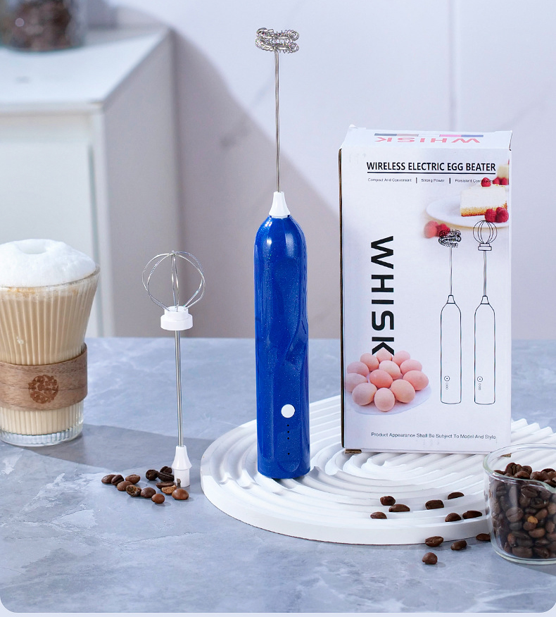 304 Stainless Steel Powerful Handheld Milk Frother for Coffee Electric Mini Milk Frother USB Charge Battery Operated
