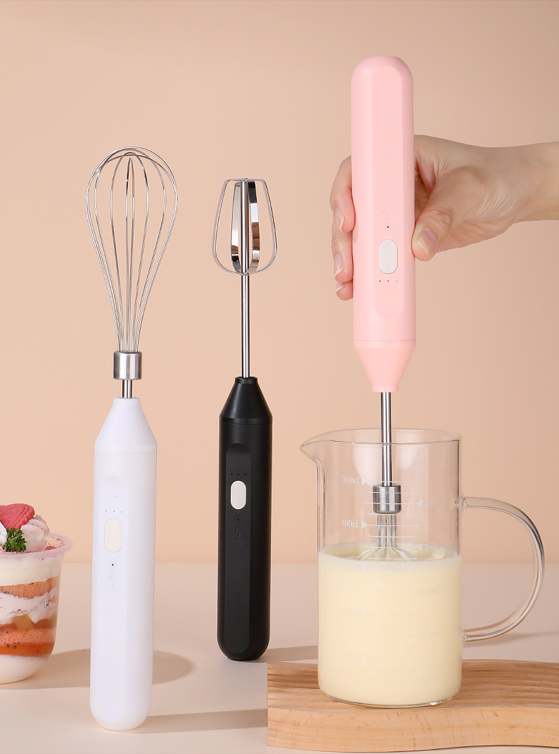 Portable Stainless Steel Milk Frother Handheld Electric Egg Beater Coffee Frother USB Charging Eco-Friendly Stocked Kitchen Tool 2025