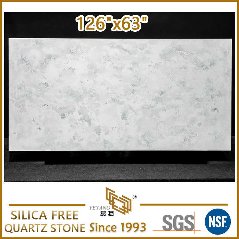 Zero Silica Quartz for Kitchen Island Grey Polished Artificial Stone