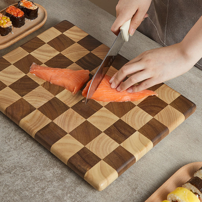 Checkerboard Acacia Wood Cutting Board for Kitchen Solid Wood No Paint No Wax No Smell Durable and Good Cutting Multi-Used Cutting Bread Fruit Meat Vegetable