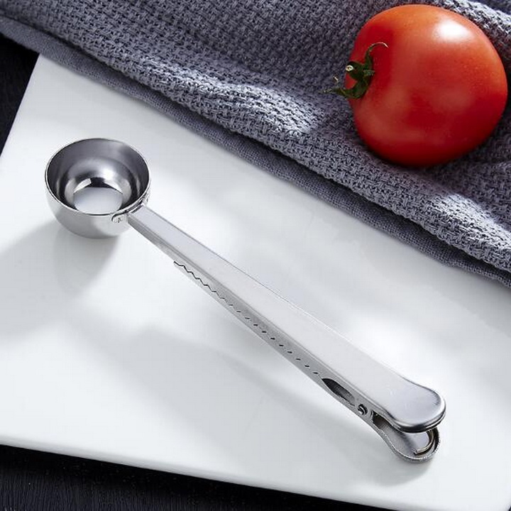 2 in 1 Stainless Steel Coffee Measuring Spoon with Sealing Bag Clip