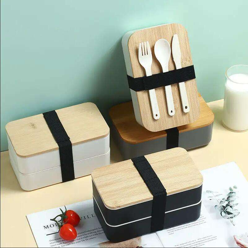 EU Style Eco-Friendly Food Storage Box Portable Snack Bento Lunch Box with Bamboo Lid