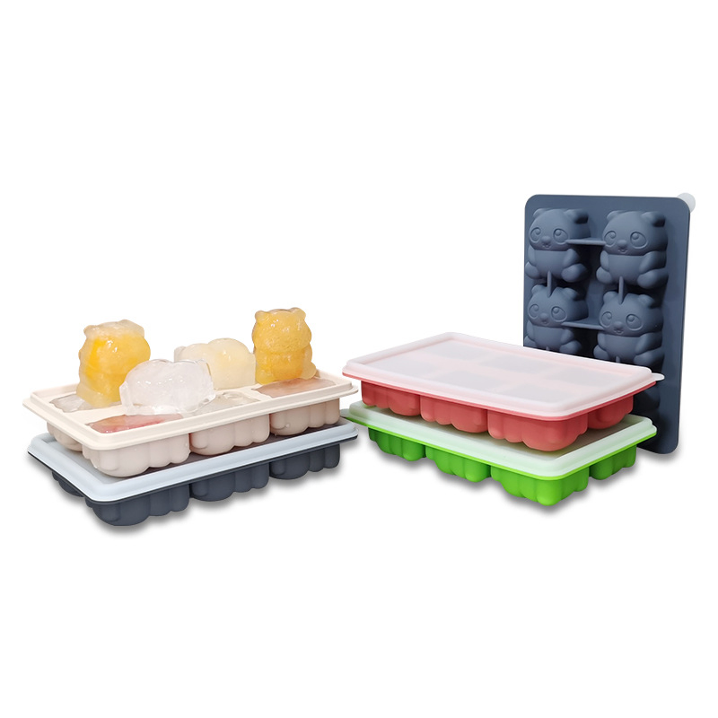 China Manufacturer 6 Cells Panda Shape FDA Rubber Promotional Ice Cube Mold