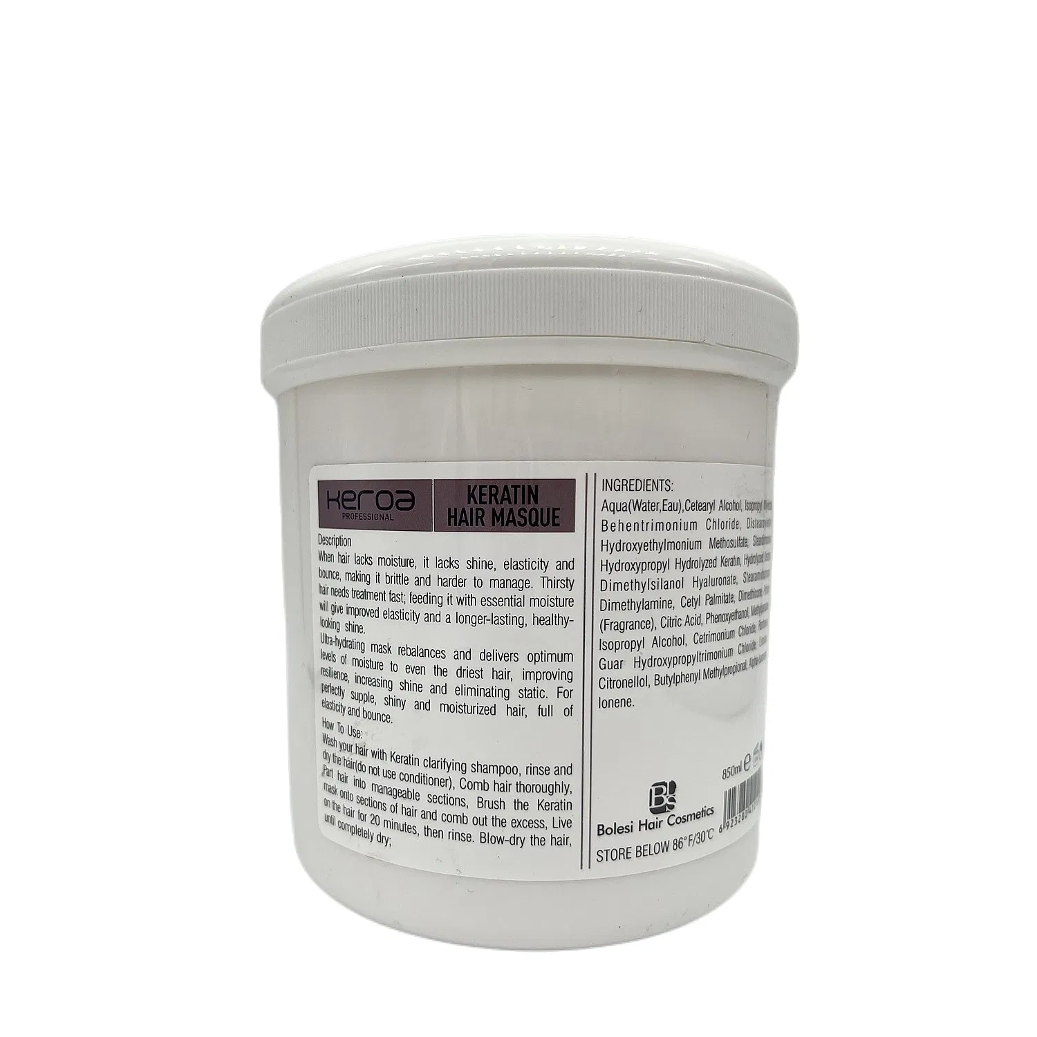 Keratin Hair Masque for Dry Damaged Hair Deep Repair Nourishment