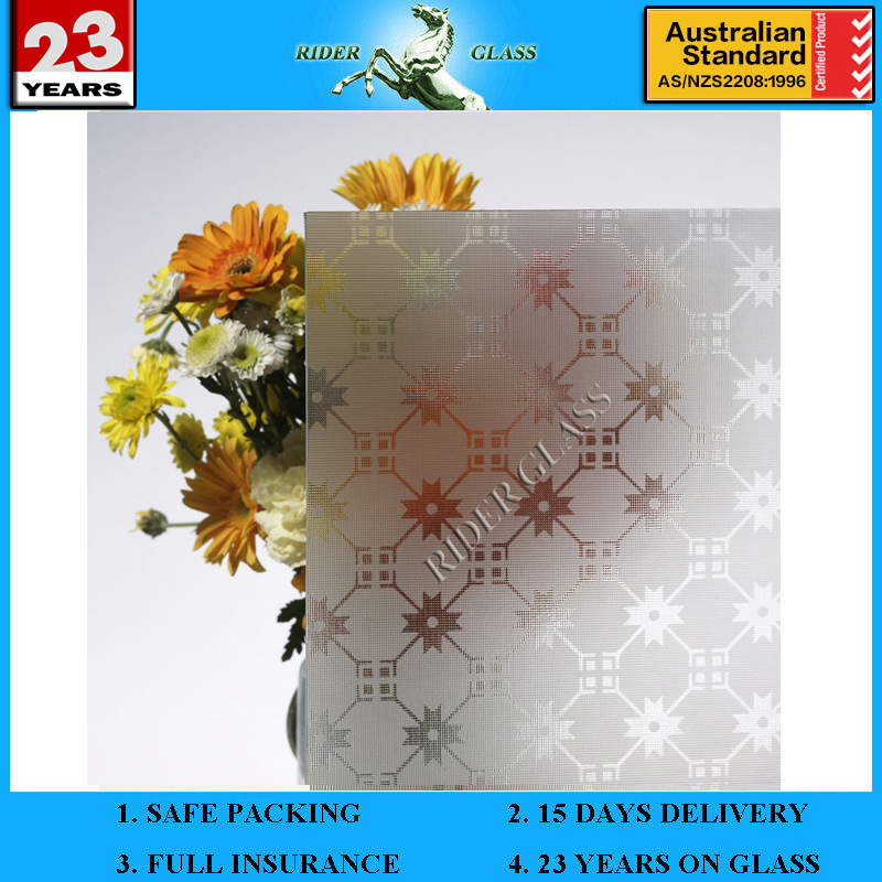 3-5mm Acid Etched Pattern Glass for Bathroom Partition