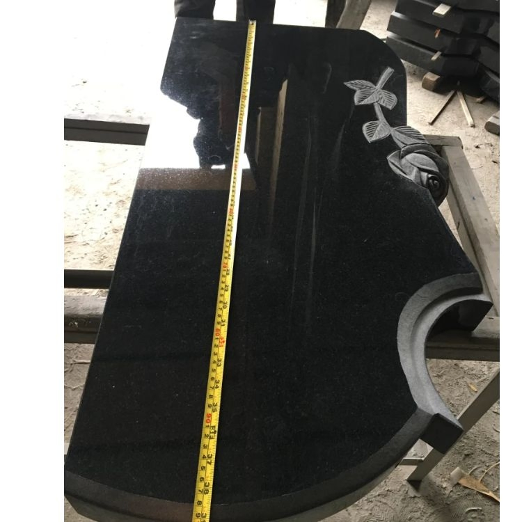 Tombstone Black Granite Tombstone Flower Carving Gravestone Designs M15