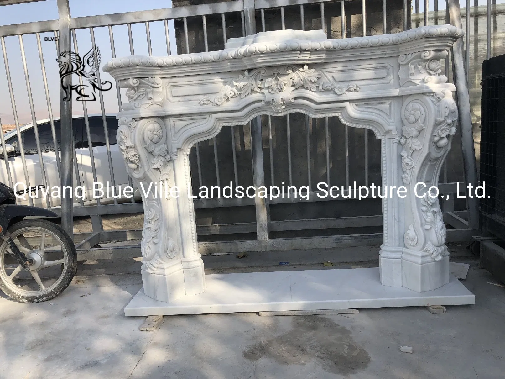 Factory Price White Marble Stone Luxury Indoor Fireplace MFG-10