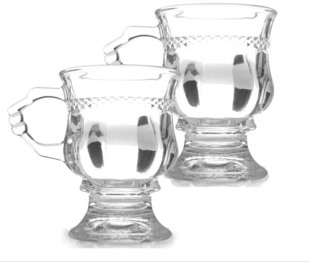 5oz Artclass Vintage Glass Tea Cup Coffee Chai Mugs with Handle