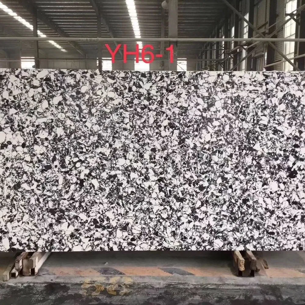 Artificial Sodalight Black Jumbo Quartz Customized Size Black White for Countertop and Big Slabs