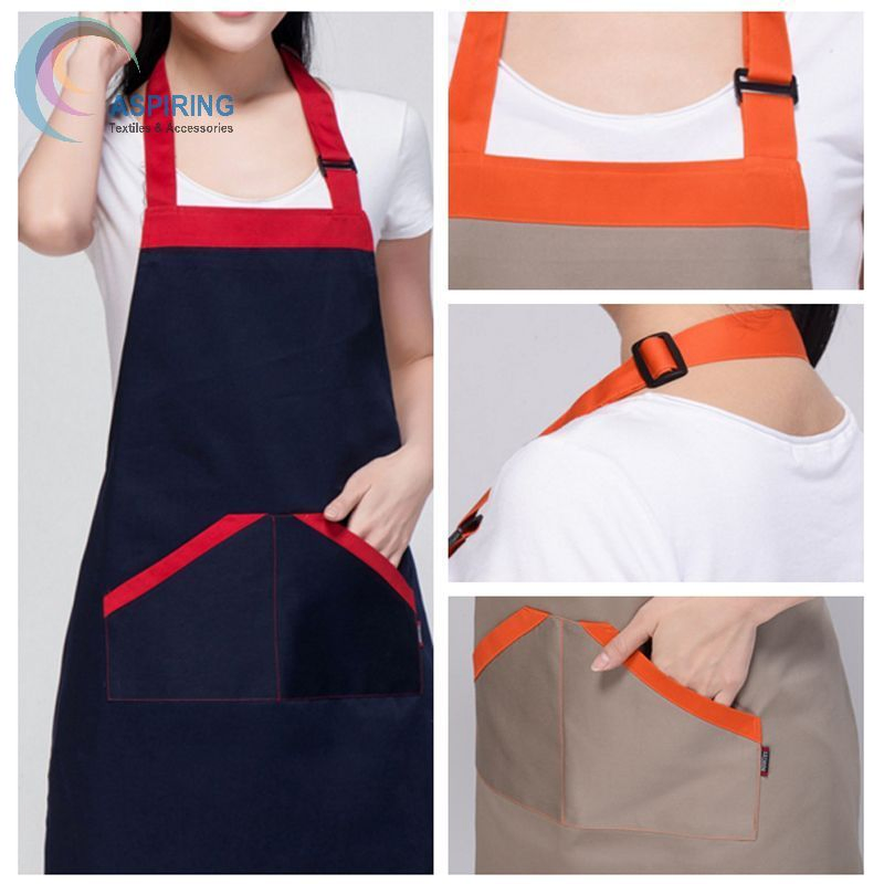 Waiter Black Full Apron Plain Cotton Kitchen Apron Cross Back Bib Apron