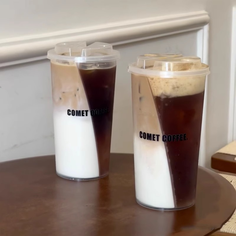 Double Enjoy Bubble Tea Cup Disposable 750ml Twins Split