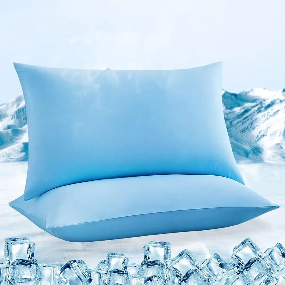 Arc-Chill Summer Cooling Cotton Fiber Anti-Static 2 Pack Envelope Cooling Pillowcases for Home with Double-Side Design