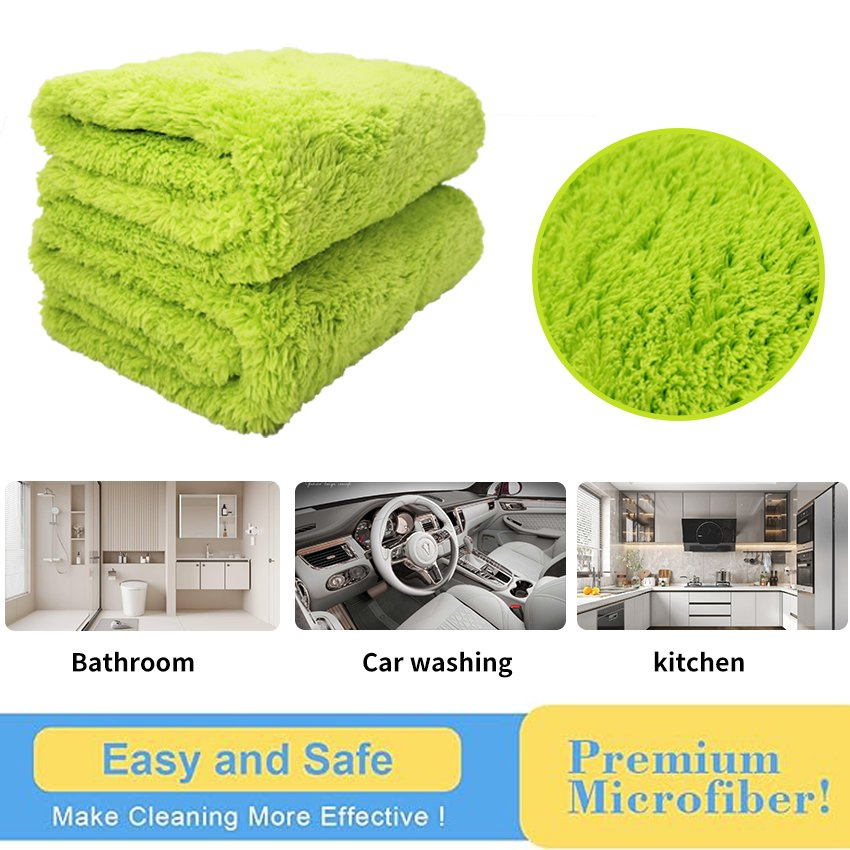400GSM 40*40 Blue Edgeless Coral Fleece Microfiber Cloth for Car Washing Drying, Soft and Absorbent