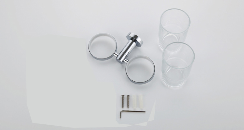 Держатель для двух стаканов настенный, хром