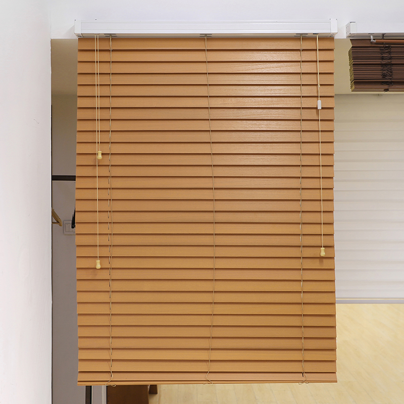 Dark Brown Color Wooden PVC Venetian Blinds Classic Style Custom Color and Size