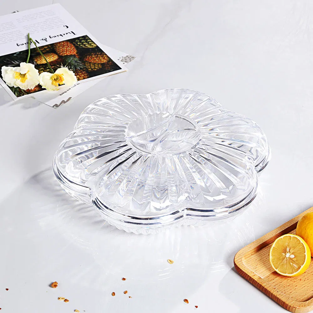 Plastic Fruit Plate - Luxury Floral Acrylic Bowl with Snap Lid