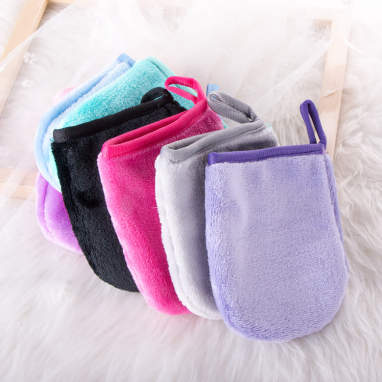 Customized Microfiber Facial Wash Cleansing Bamboo Makeup Remover Gloves Mitt Private Label Makeup Remover Towel Pads