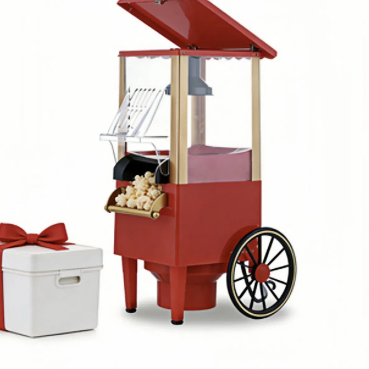 Red Carriage Popcorn Machine 600W Efficient Fast Heating