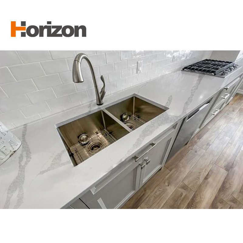 2025 Horizon Grey Base Calacatta Quartz Stone Slab
