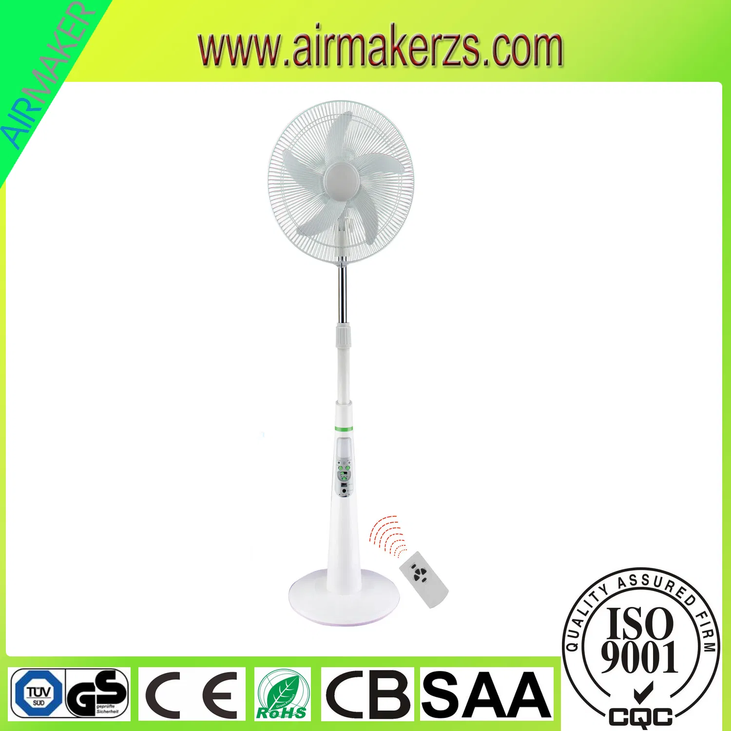 16 Inch Rechargeable Stand Fan with Remote, 20LED Emergency Light, Chargeable with AC/DC/Solar Panel CE Rsf-40