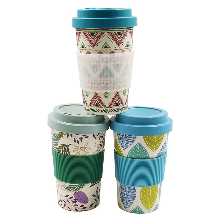 400ml Eco-Friendly Bamboo Fiber Coffee Mug Travel Mug with Lid Portable Beer Mugs Tea Cups Milk Cup for Christmas Gifts