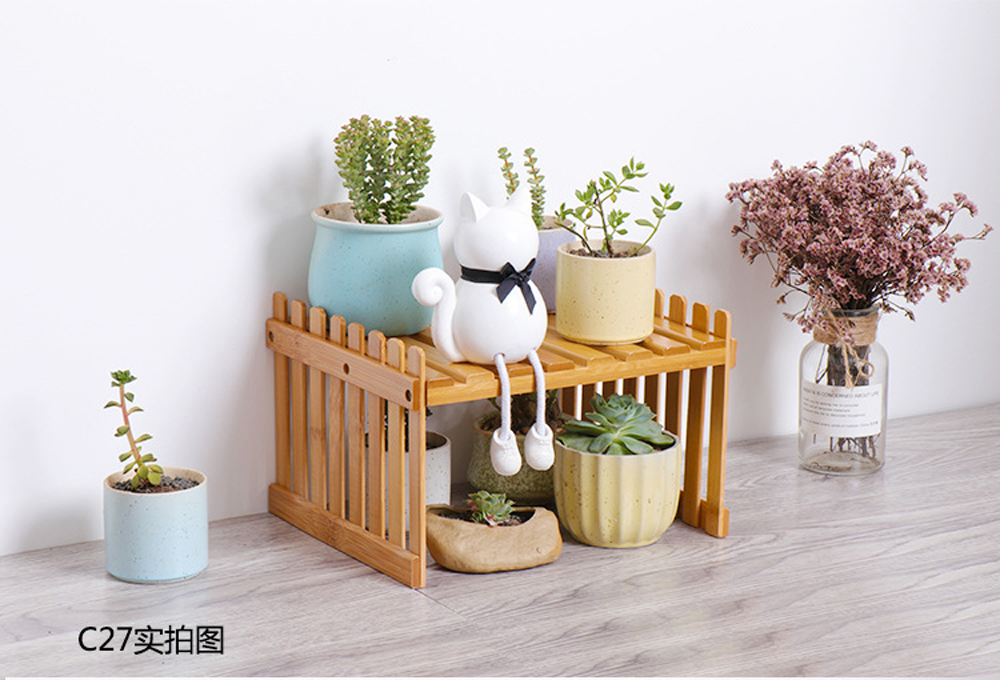 Simple Office Pot Rack Multi-Layer Solid Wood Small Flower Stand