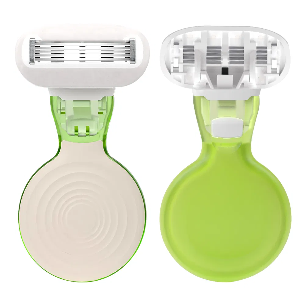 Flexible Bending 5-Blade Women's Razor Short Handle with Replaceable Cartridges & Travel Case, All-in-One Shaving Kit