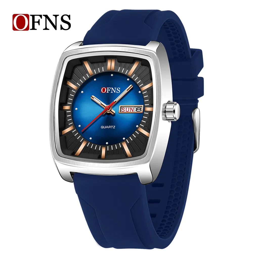 Square Men's Watch Silicone Strap Waterproof Business Wristwatch Luminous Quartz Watch