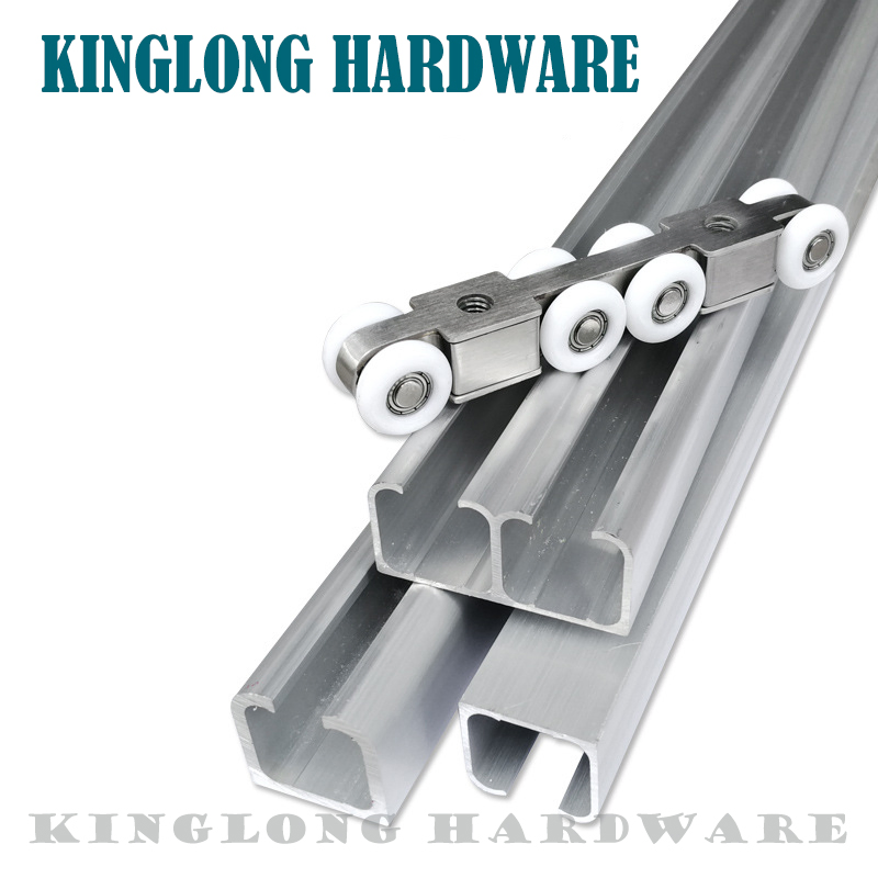 Sliding Doors Window Accessories Double Hanging Wheel Roller Aluminium Track Guide Rail