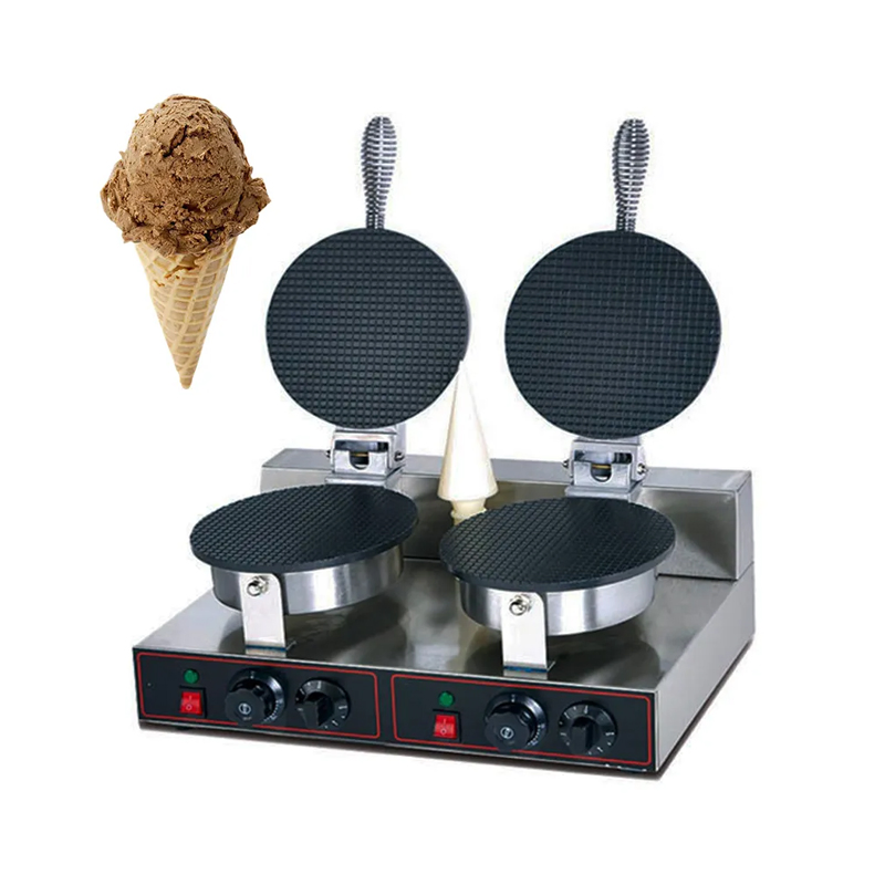 Stainless Steel Electric Double Plate Ice Cream Cone Waffle Maker
