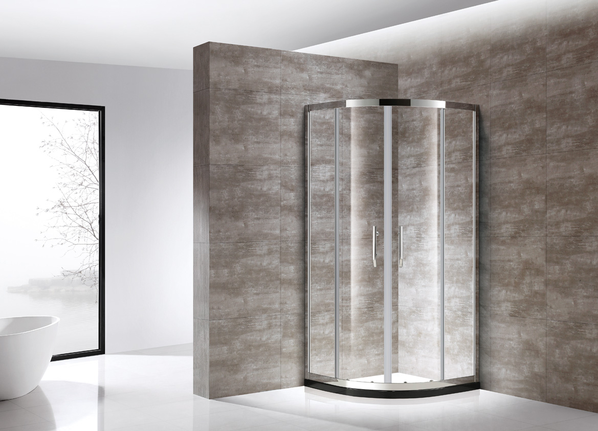 Round Two Sliding Door Shower Enclosure for Corner of Bathroom with Big Space Inside