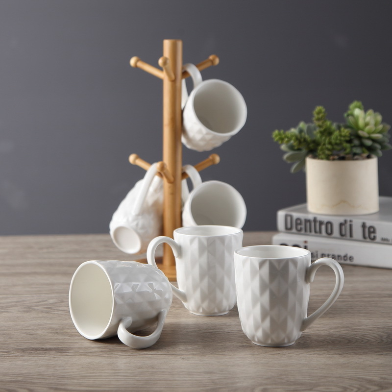 Бамбуковая подставка для чашки с керамической кружкой