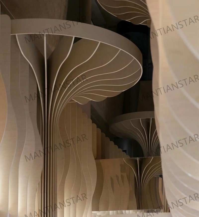 Customized Various Arc-Shaped Waves Curved Metal Ceiling Aluminum Wavy Baffle Ceiling