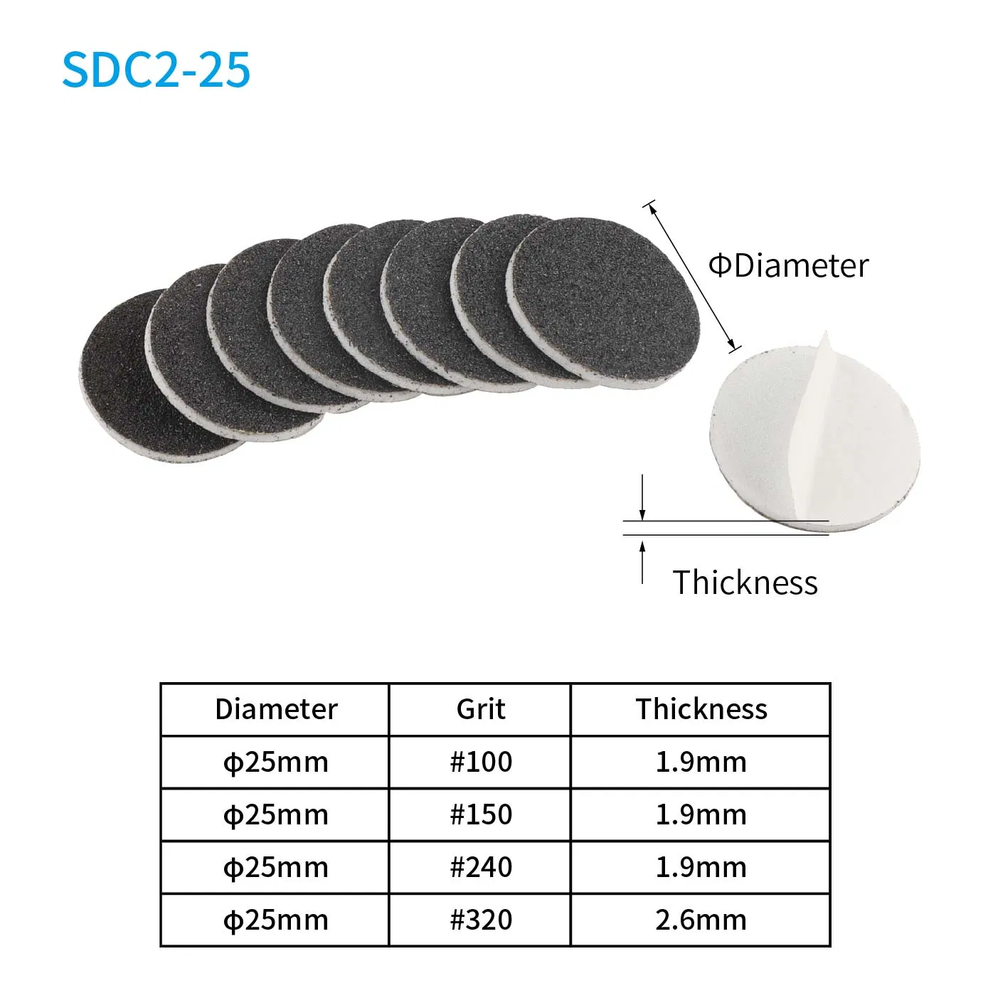 Sdc2-25 Pedicure Replaceable Adhesive Sanding Paper Disc Foam Buffer