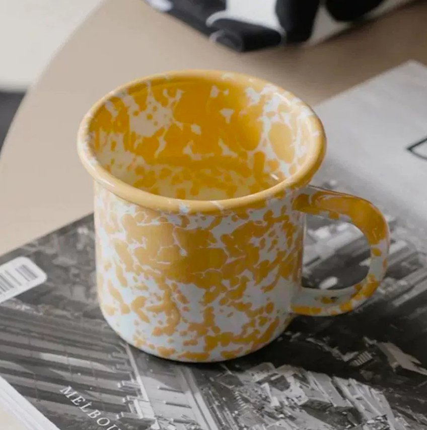 Customized Marble Speckles Black Blue White Enamel Candle Soy Wax Enamel Mug 250ml 350ml Candle Enamel Cup Jug Jar Handmade