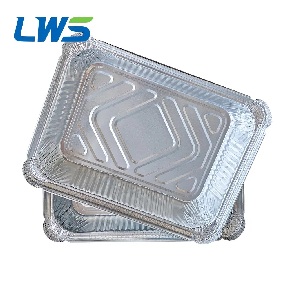 1100ml Disposable Fast Food Packaging Aluminum Foil Baking Pan with Paper Lid